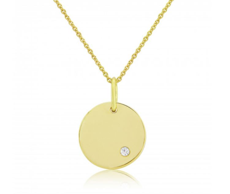 Yellow Gold Round Disc Set With a Round Brilliant Cut Diamond Gardiner Brothers