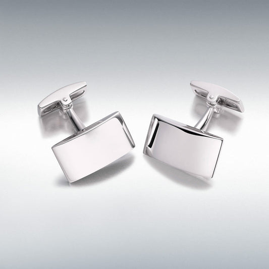 Silver Rectangular Domed Cufflink  Gardiner Brothers   