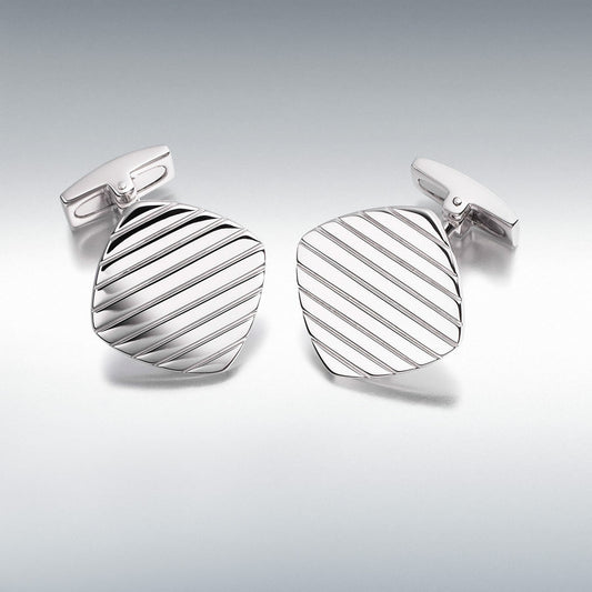 Silver Cushion Ribbon Cufflinks  Gardiner Brothers   