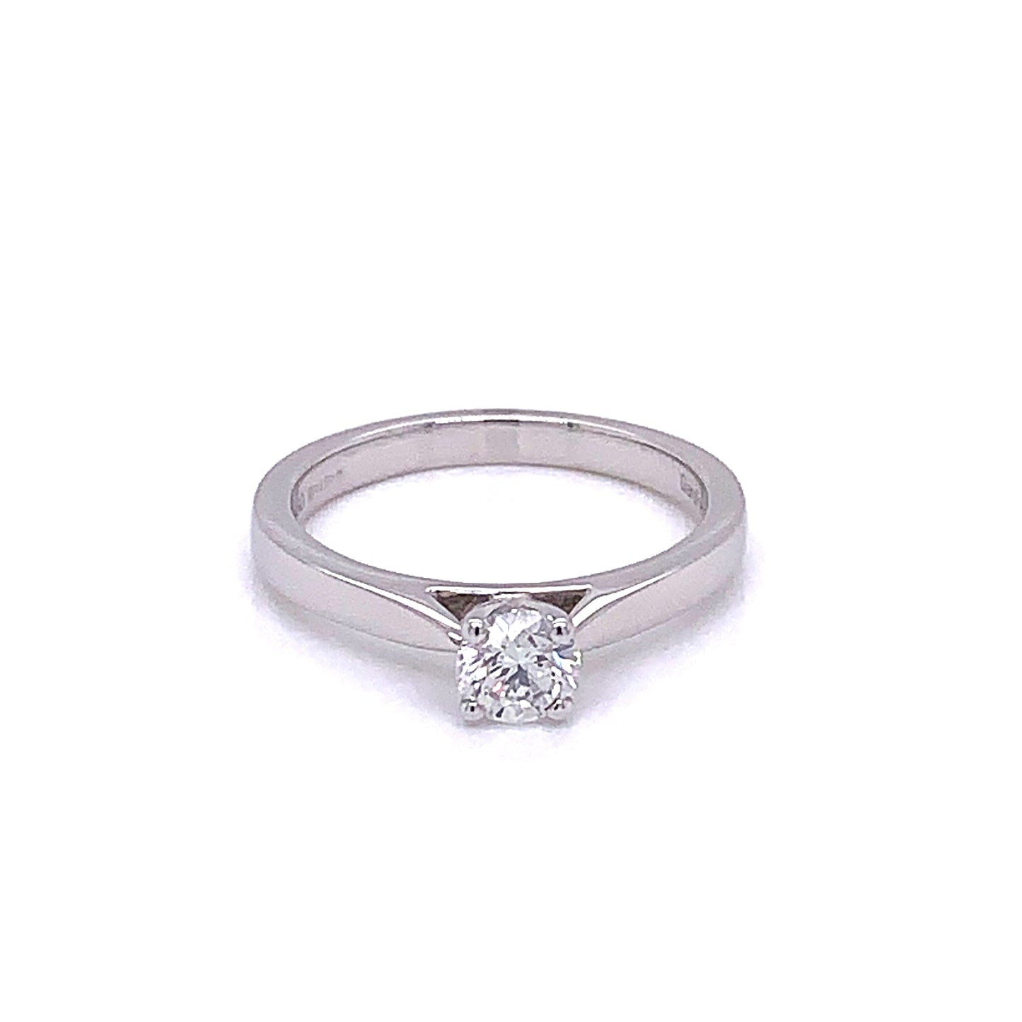 Platinum Round Brilliant Cut Diamond Solitaire Ring - 0.40cts gardiner-brothers