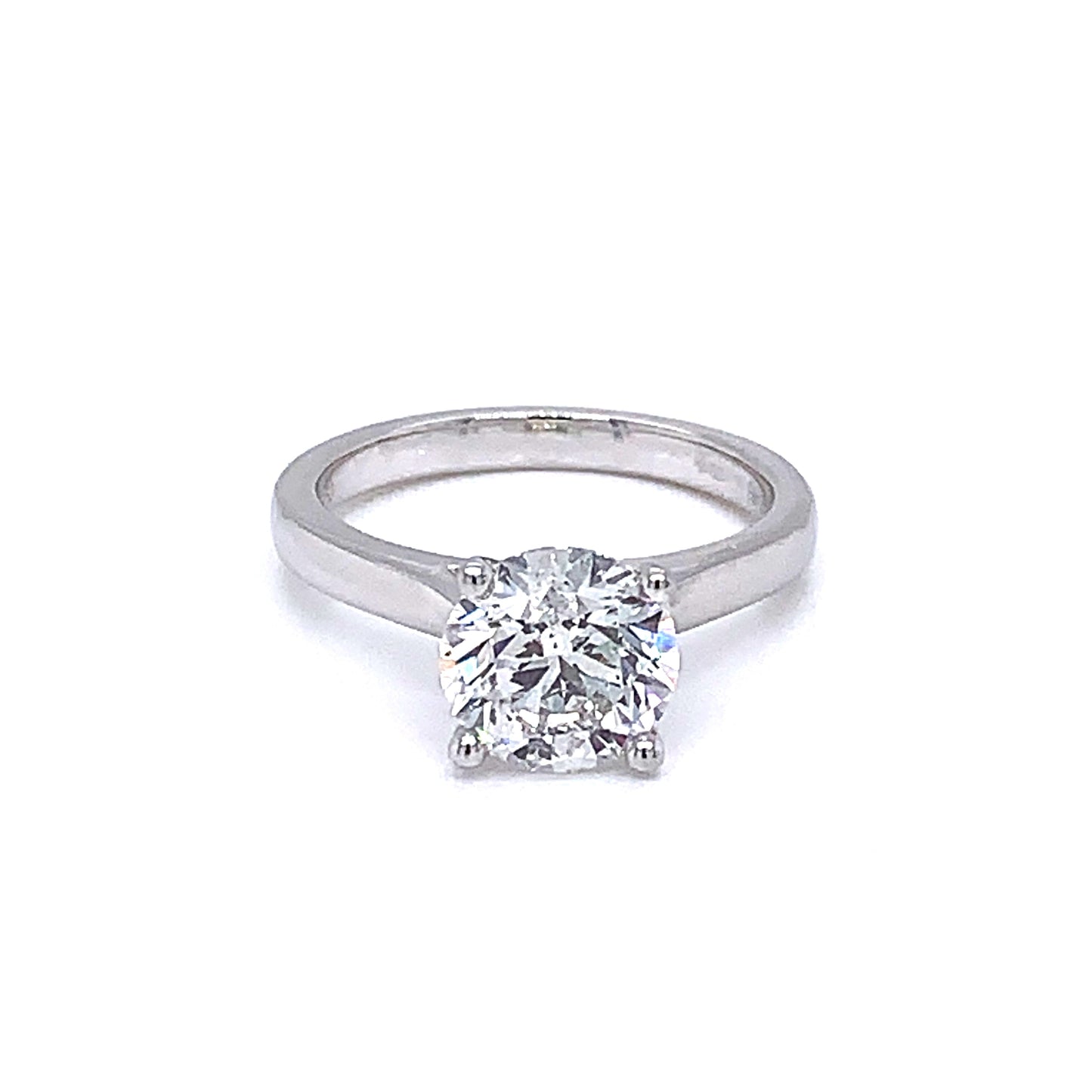 Platinum Round Brilliant Cut Diamond Solitaire Ring - 2.03cts gardiner-brothers