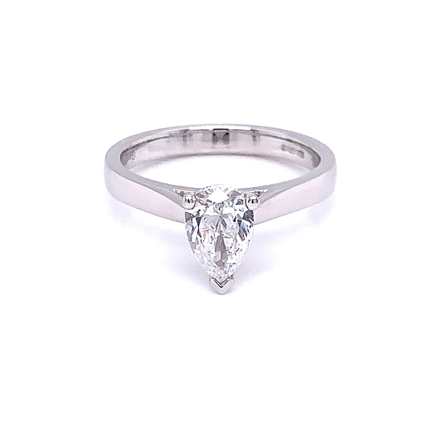 Platinum Pear Shaped Diamond Solitaire Ring - 0.90cts gardiner-brothers