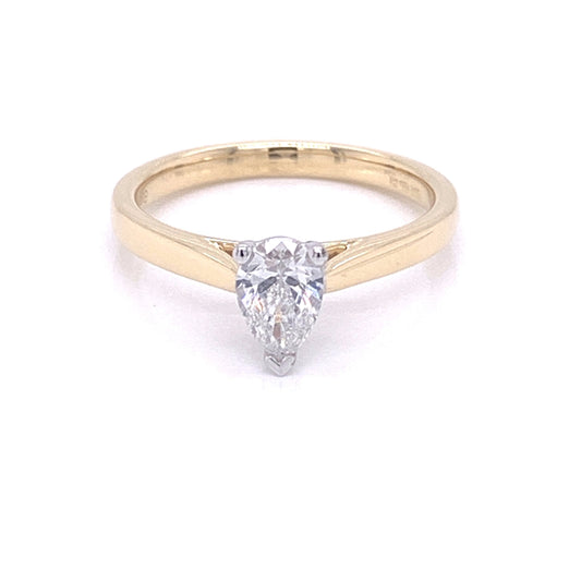 Yellow Gold Pear Shaped Diamond Solitaire Ring - 0.50cts Gardiner Brothers