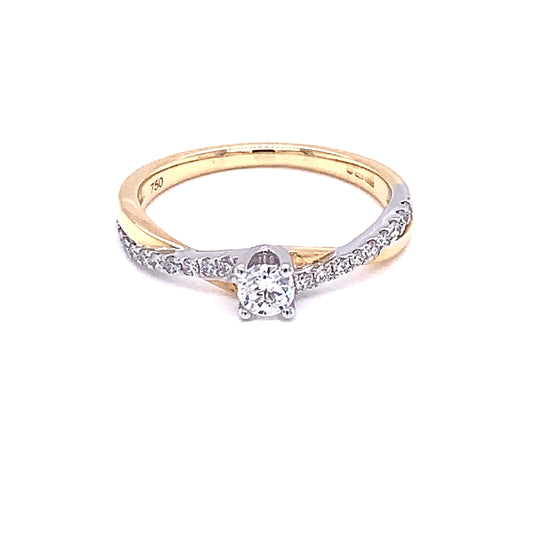 Round Brilliant Cut Diamond Solitaire with Diamond set Shoulders gardiner-brothers