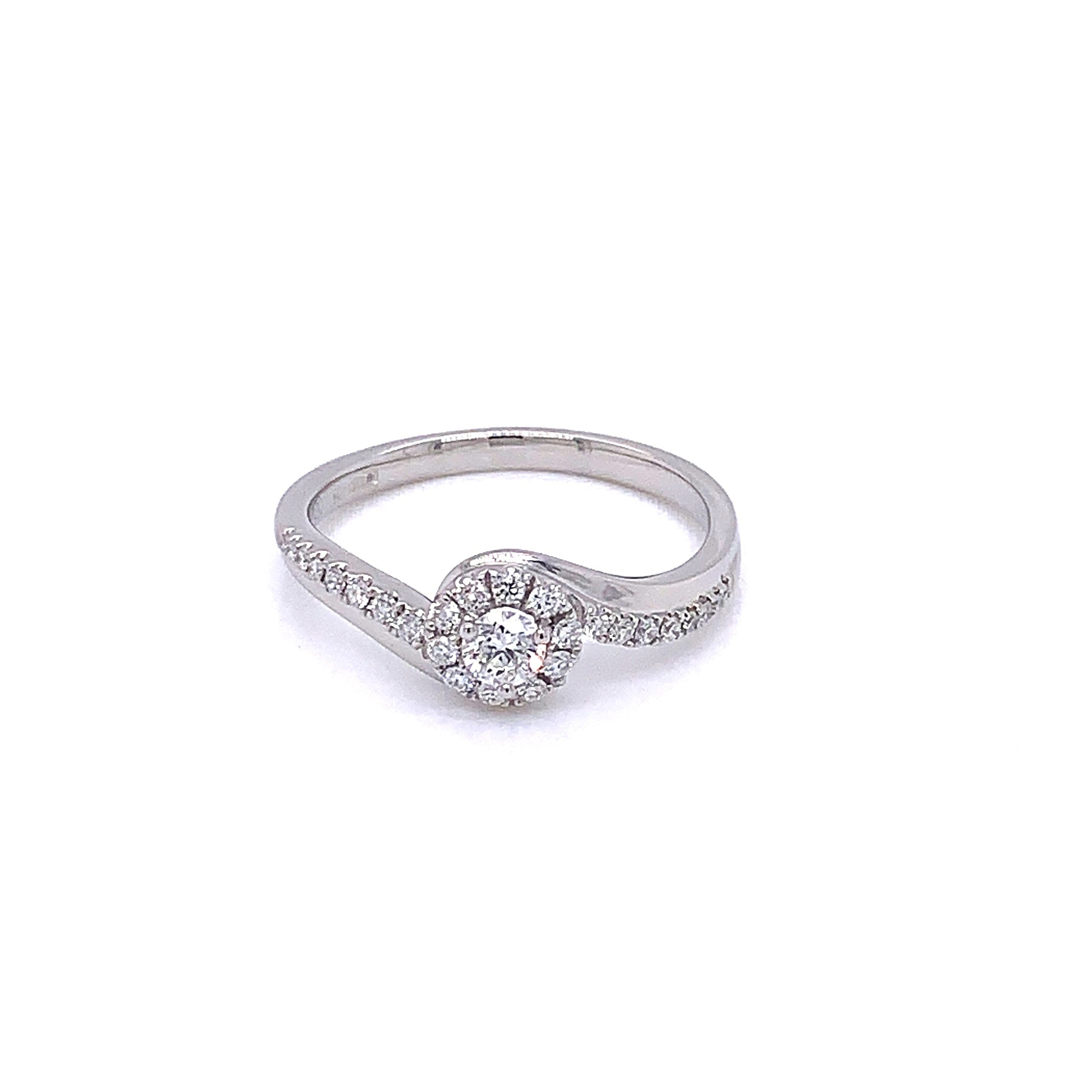 Platinum Round Brilliant Cut Diamond Halo Twist Style Ring Gardiner Brothers