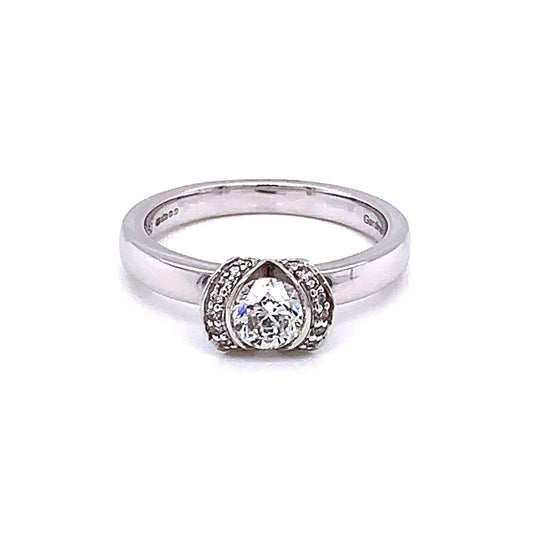 Platinum Round Brilliant Cut Diamond Halo Style Ring - 0.60cts gardiner-brothers