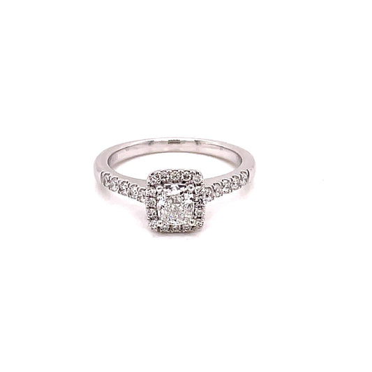 Platinum Cushion Cut Diamond Halo Style Ring - 0.80cts Gardiner Brothers