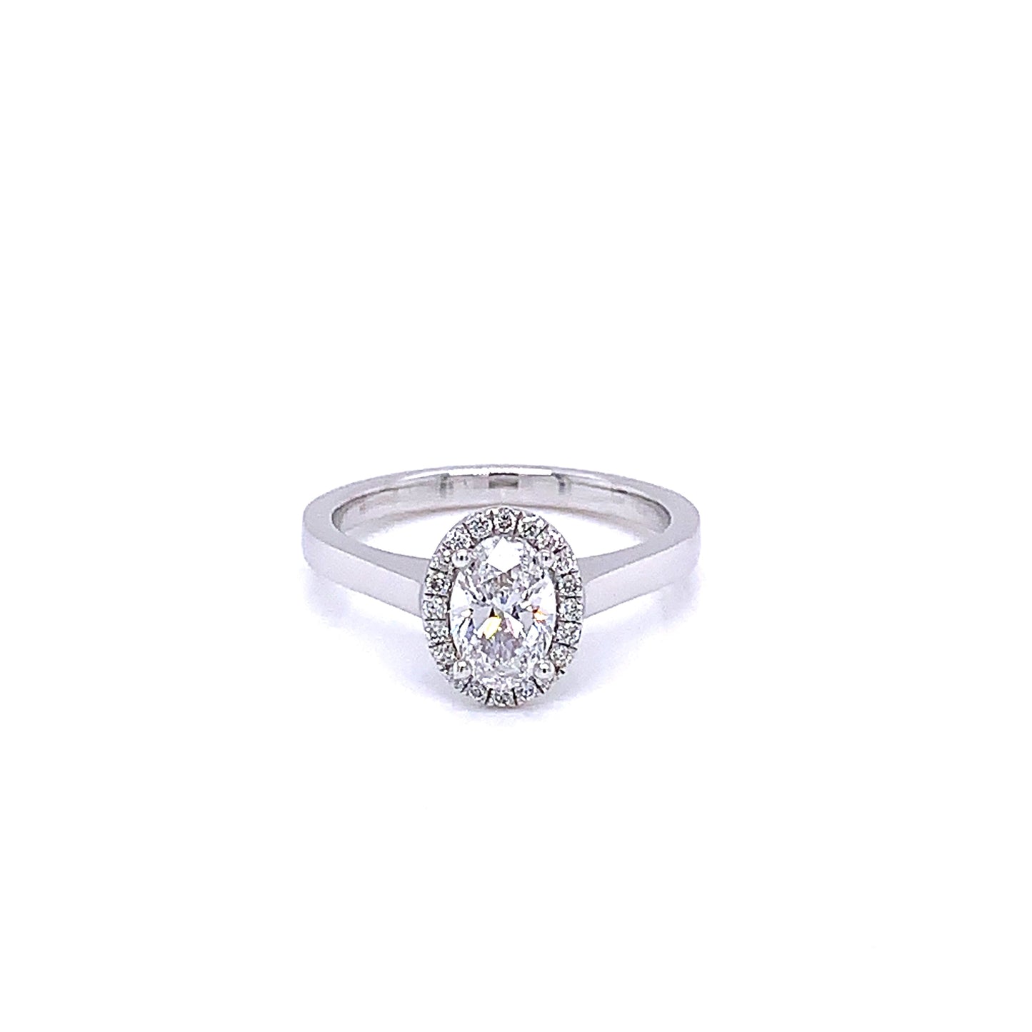 Platinum Oval Shaped Diamond Halo Ring - 0.85cts Gardiner Brothers