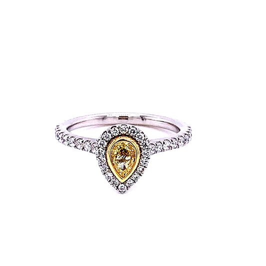 Platinum Pear Shaped Yellow Diamond Halo Style Ring Gardiner Brothers