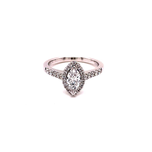 Platinum Marquise Shaped Diamond Halo Style Ring - 0.85cts Gardiner Brothers