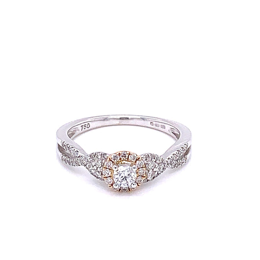 White Gold Round Brilliant Cut Diamond Halo Ring gardiner-brothers