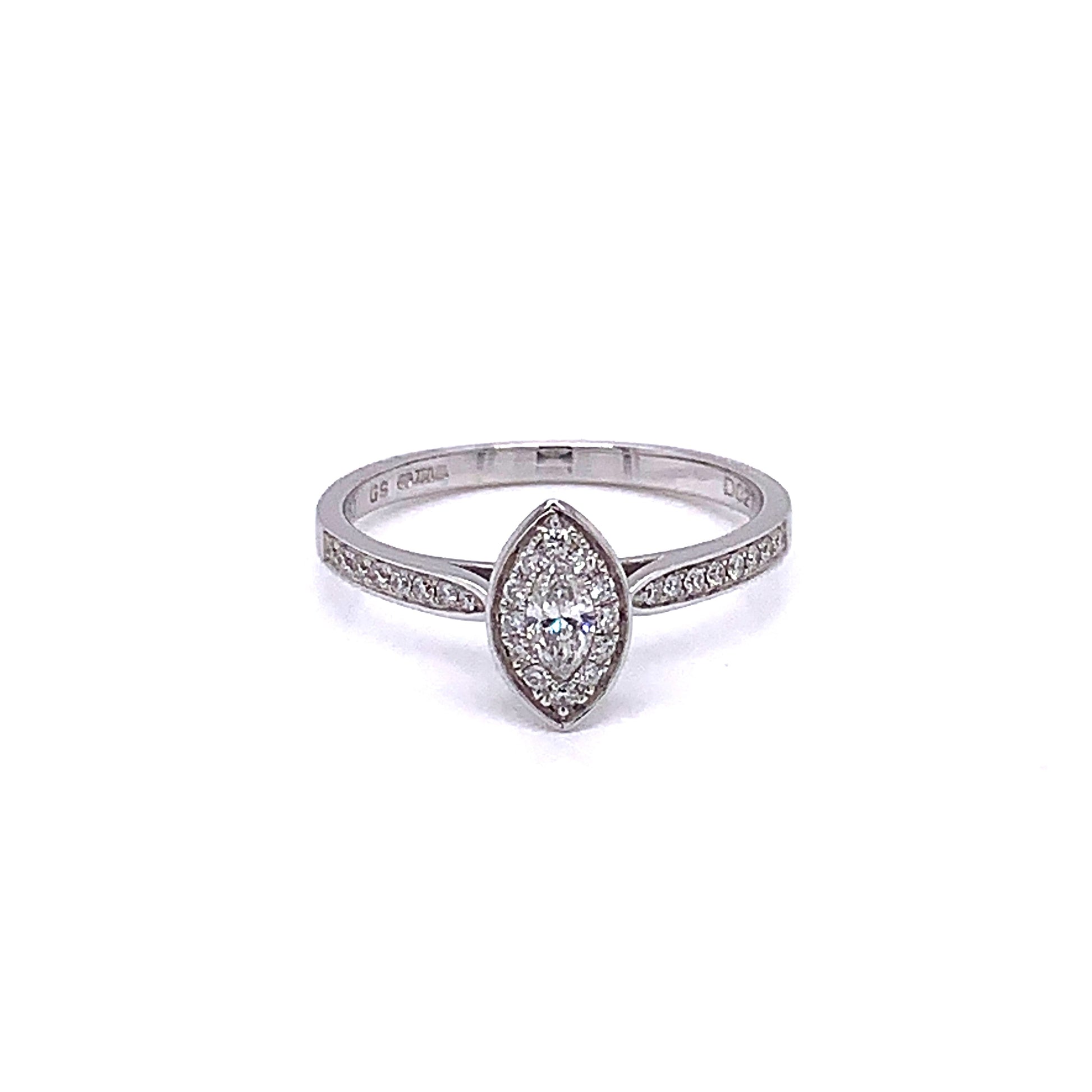 White Gold Marquise Cut Diamond Halo Style Ring - 0.31cts gardiner-brothers