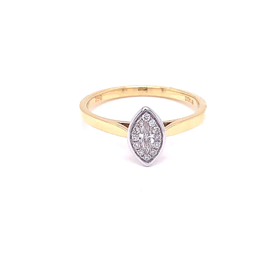 Yellow Gold Marquise Shaped Diamond Halo Ring gardiner-brothers