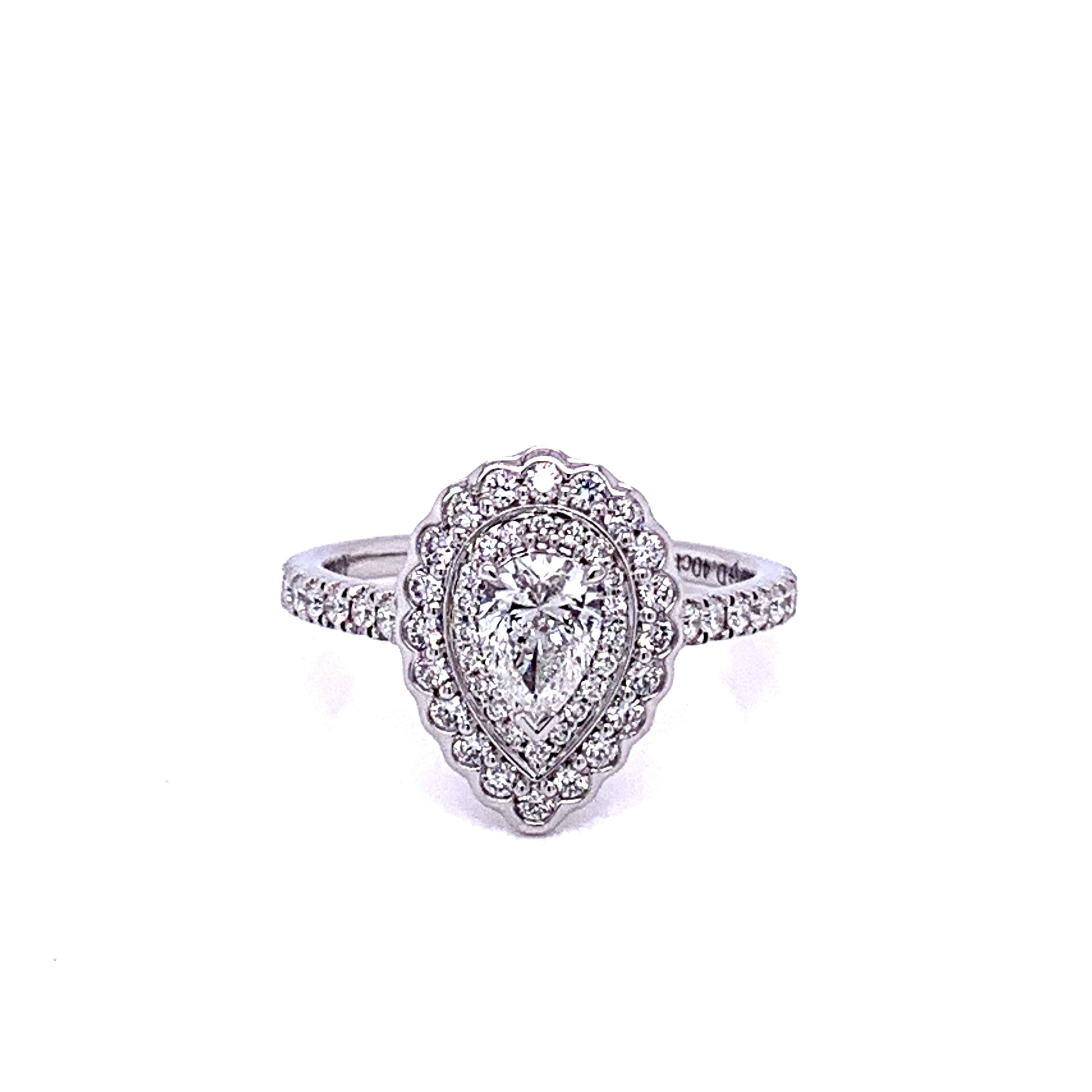 Platinum Aurora Pear Shaped Halo Ring - 0.85cts Gardiner Brothers