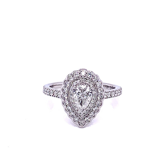 Platinum Aurora Pear Shaped Halo Ring - 0.85cts Gardiner Brothers