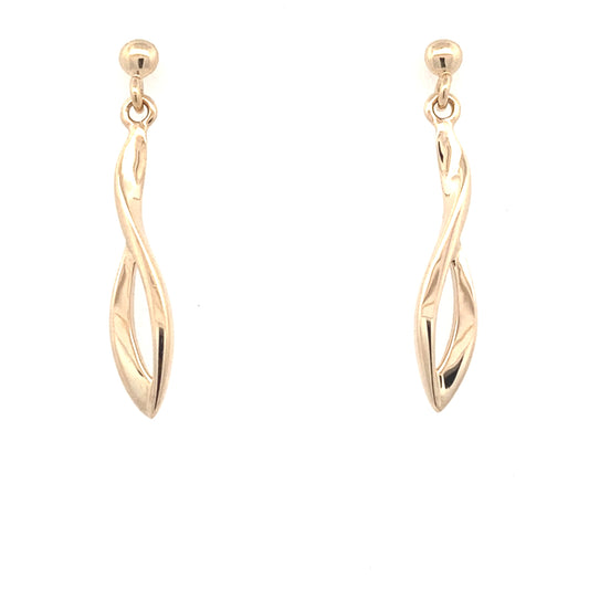Yellow Gold Tulip Style Drop Earrings