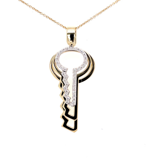 Yellow Gold Diamond Triple Key Pendant