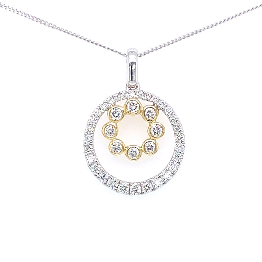 Yellow and White Gold Diamond Circle Pendant  gardiner-brothers   