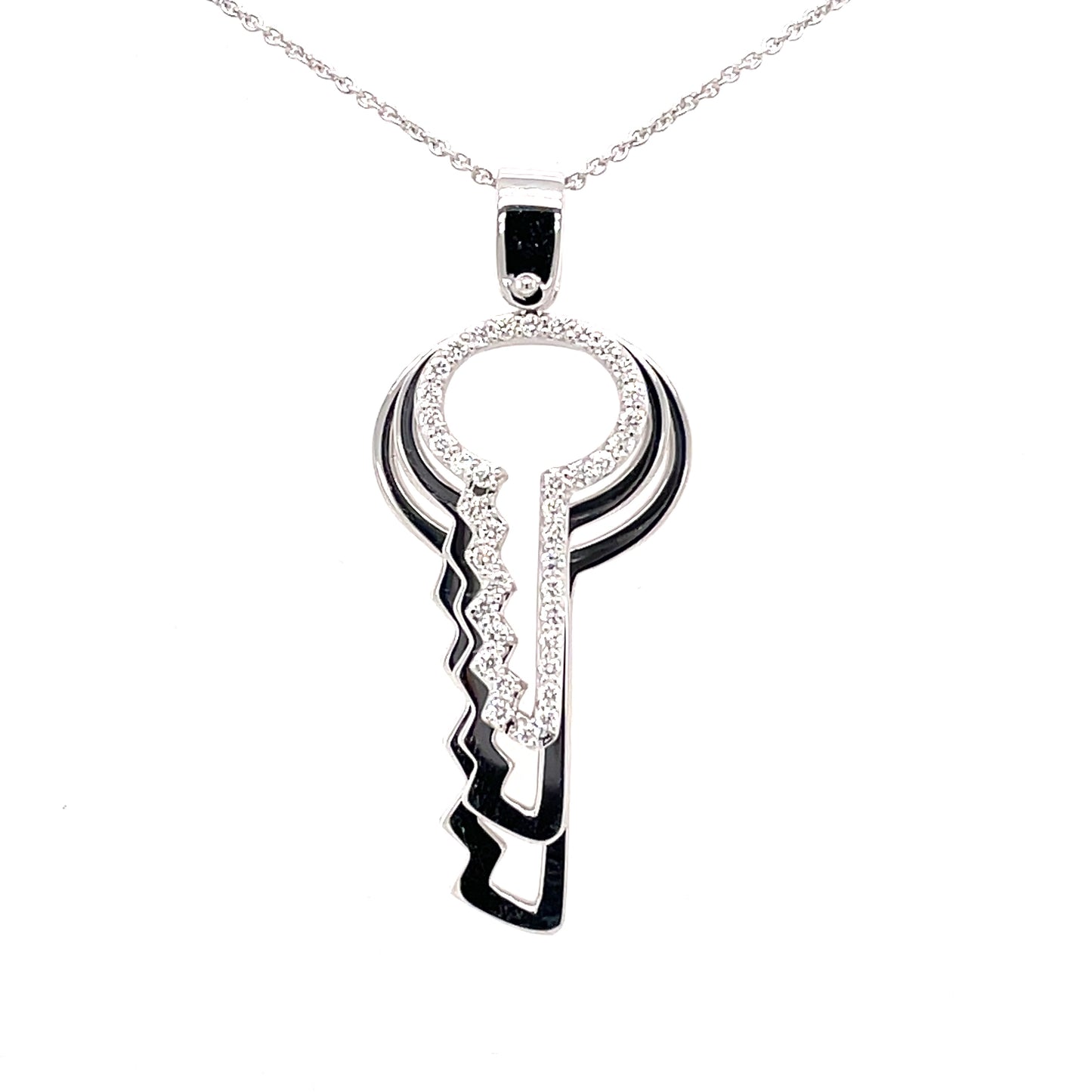 White Gold Diamond Triple Key Pendant