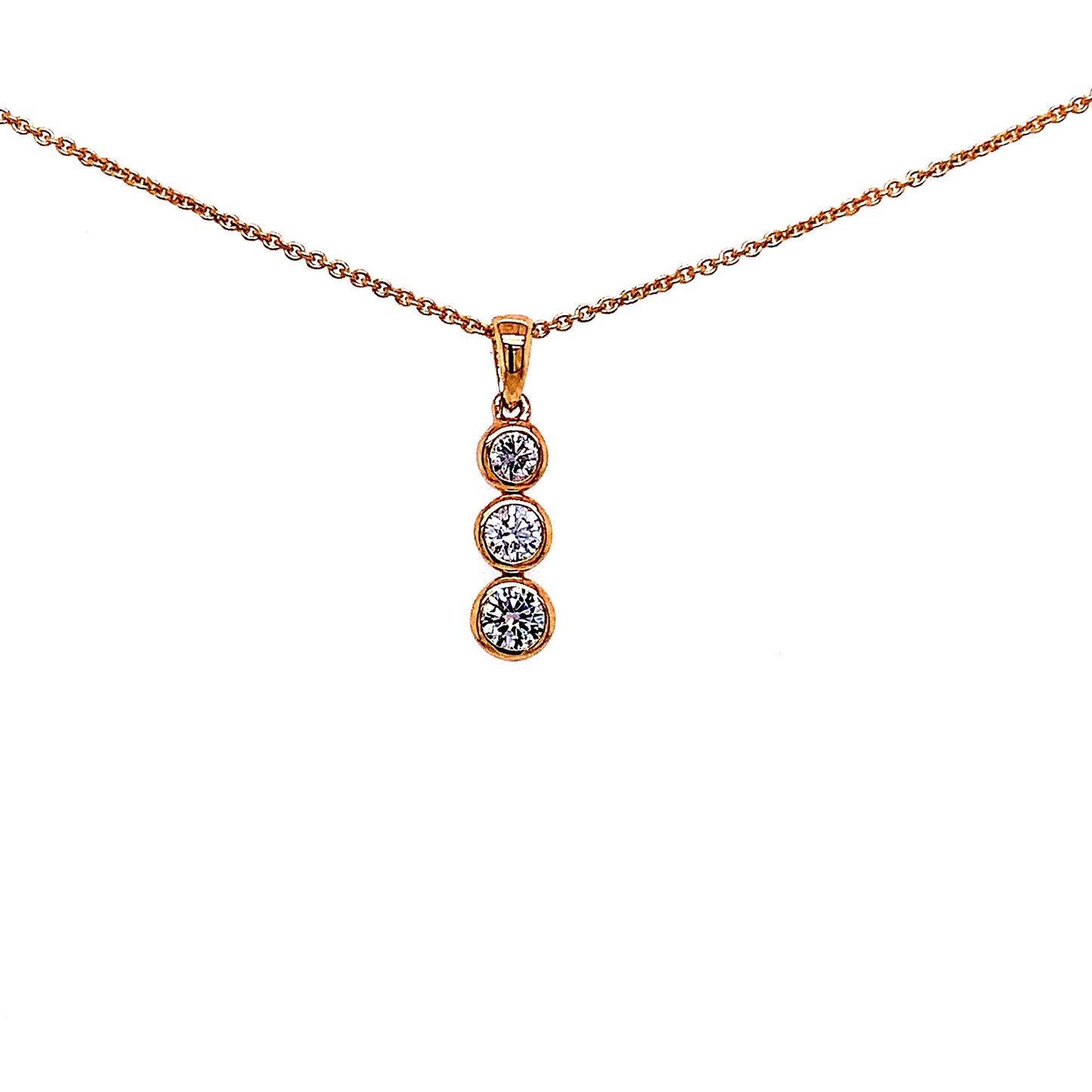 Yellow Gold 3 Diamond Drop Style Pendant  Gardiner Brothers   