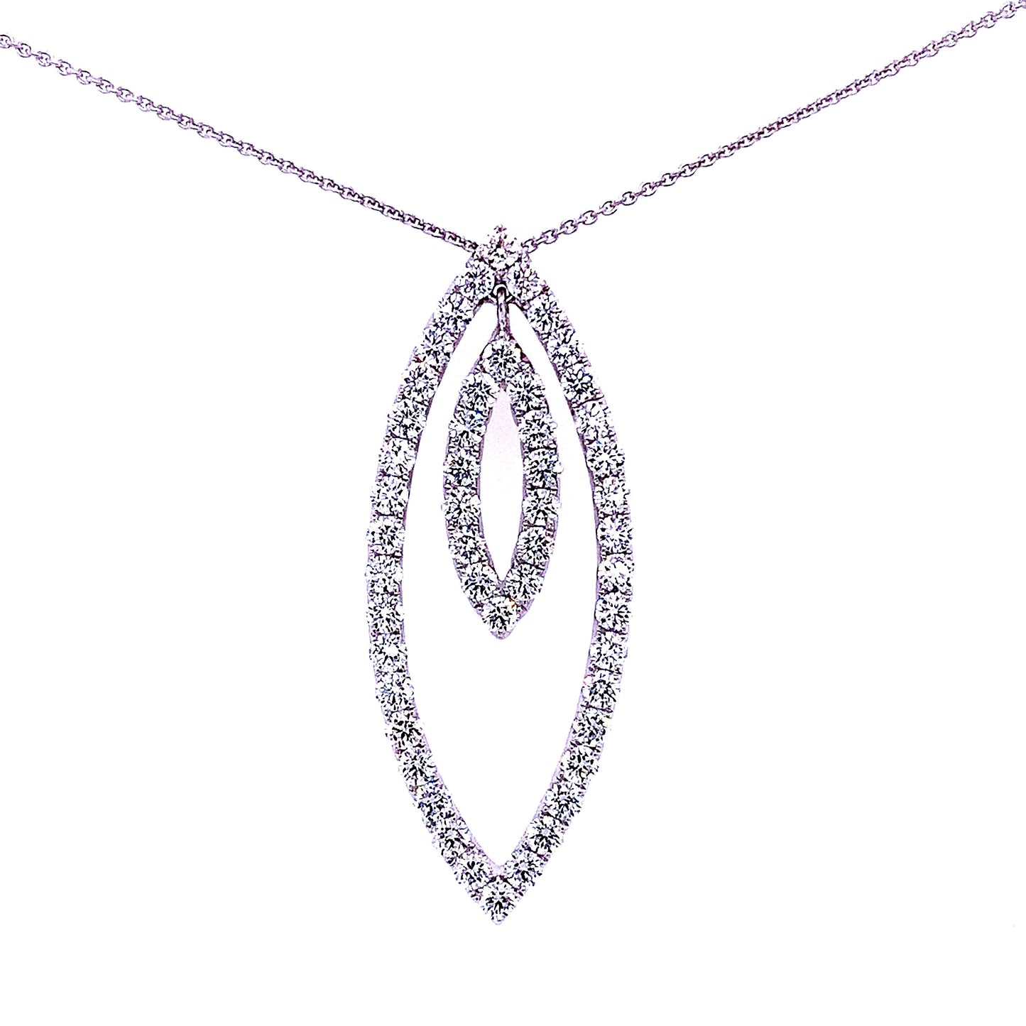 White Gold Double Marquise Shape Diamond Pendant  Gardiner Brothers   