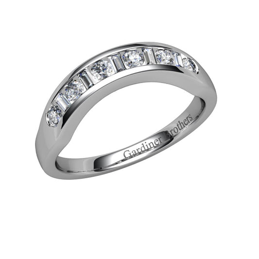 Round Brilliant and Baguette Cut 11 Stone Shaped Diamond Wedding Band gardiner-brothers 0.35cts Platinum