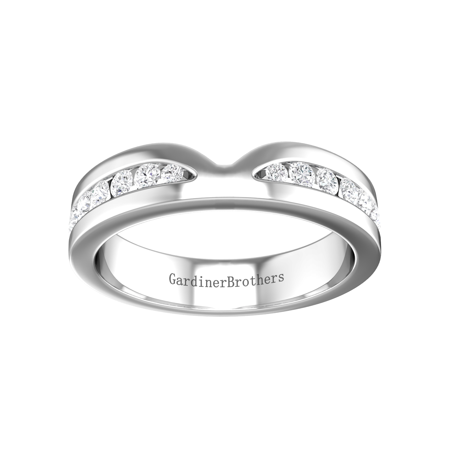 Round Brilliant Cut, Half Bow Tie Diamond Wedding Band  gardiner-brothers   