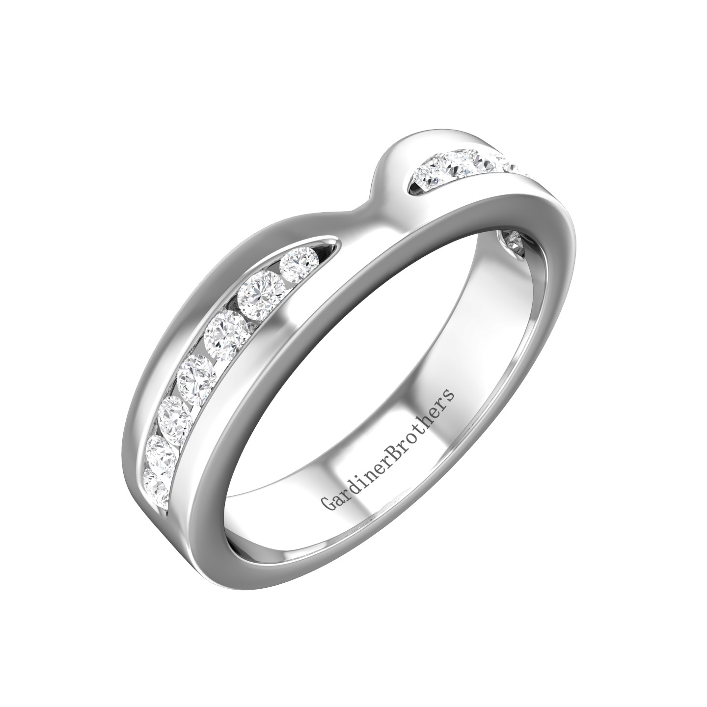 Round Brilliant Cut, Half Bow Tie Diamond Wedding Band gardiner-brothers 0.27cts Platinum