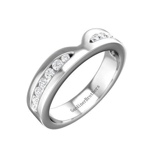 Round Brilliant Cut, Half Bow Tie Diamond Wedding Band gardiner-brothers 0.27cts Platinum