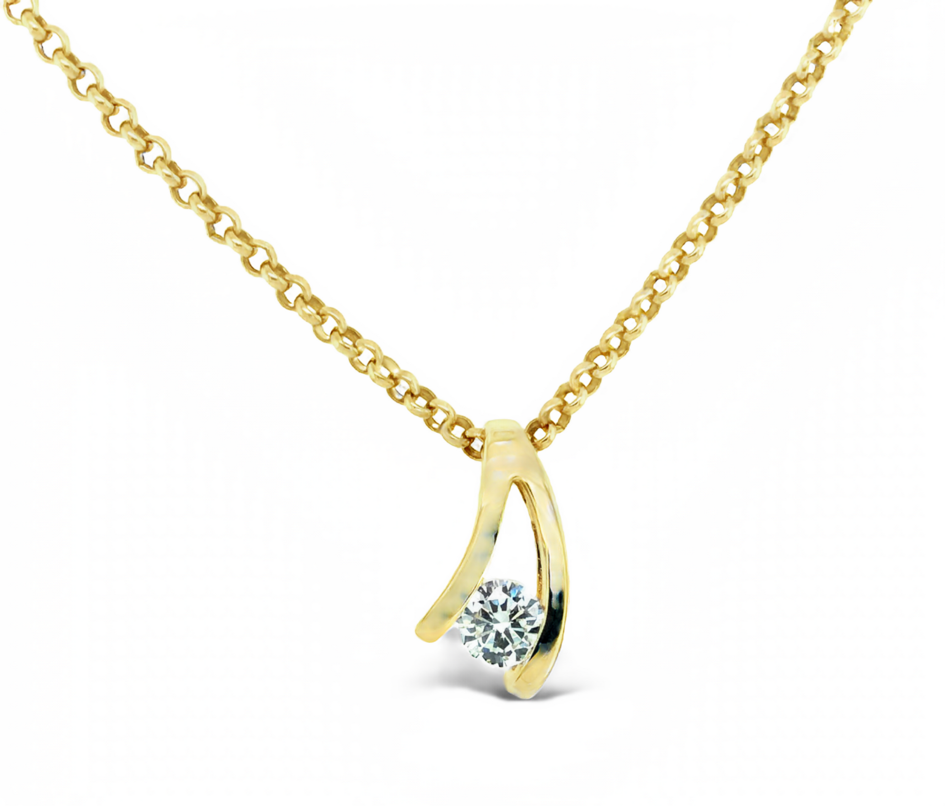 Yellow Gold, Diamond Wishbone Pendant  Gardiner Brothers   