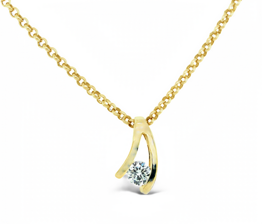 Yellow Gold, Diamond Wishbone Pendant  Gardiner Brothers   