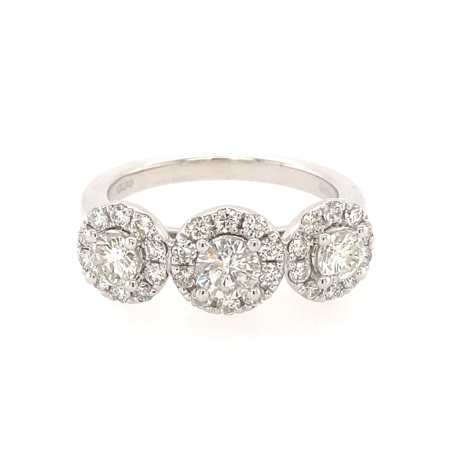 3 Stone Diamond Halo Ring  Gardiner Brothers