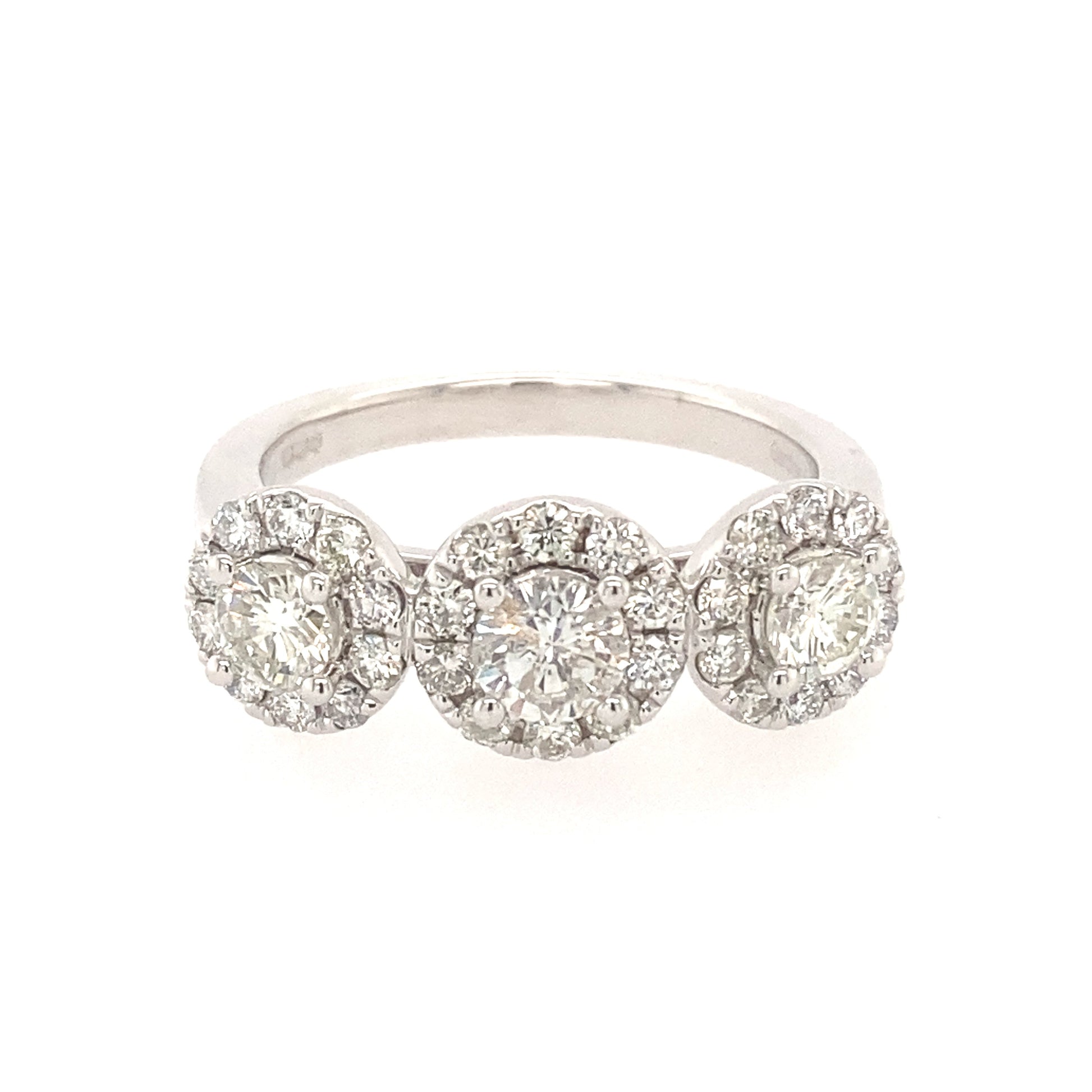 3 Stone Diamond Halo Ring  Gardiner Brothers