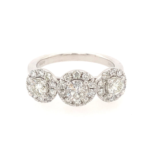 3 Stone Diamond Halo Ring  Gardiner Brothers