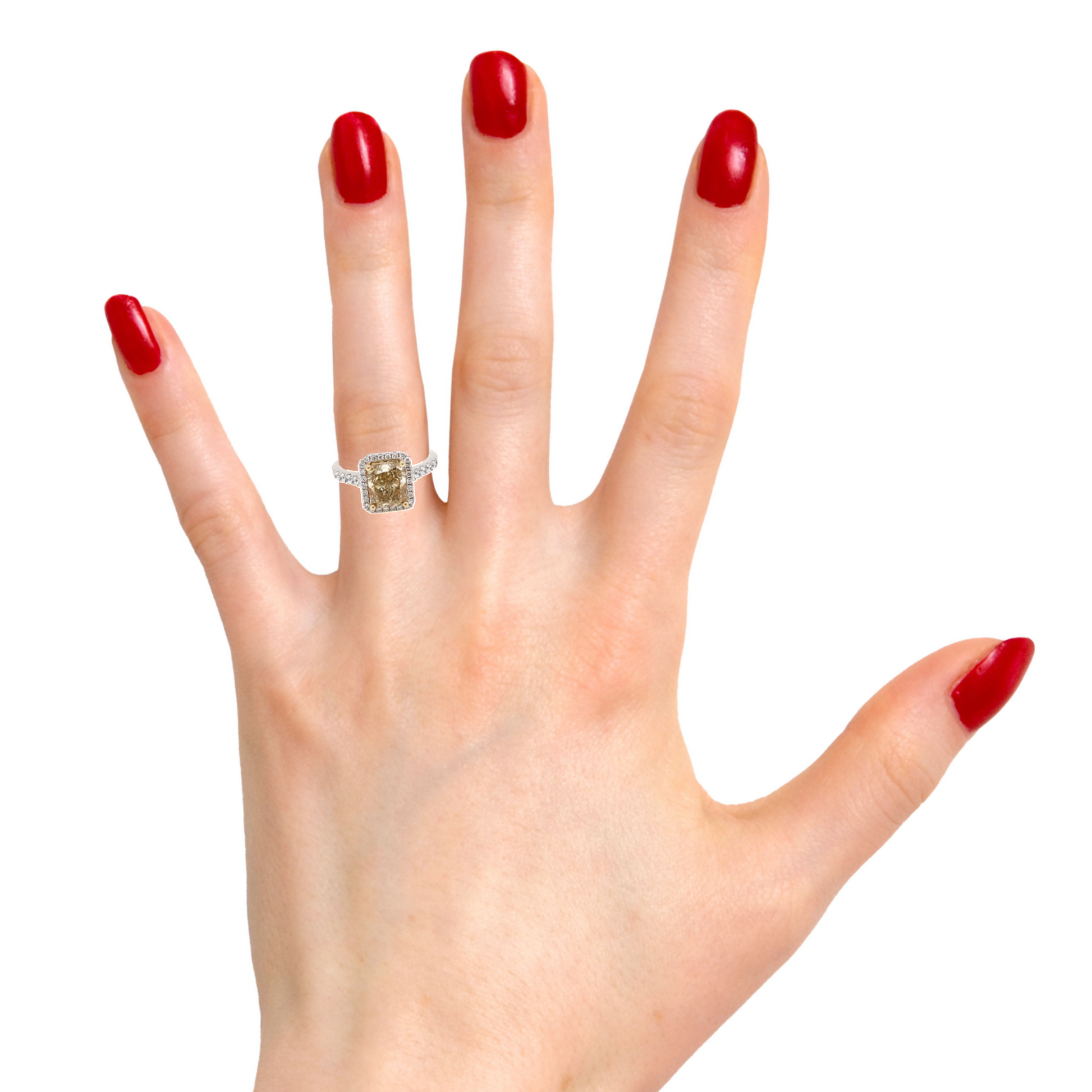 platinum Radiant Cut Yellow Diamond Halo Style Ring - 2.42cts Gardiner Brothers