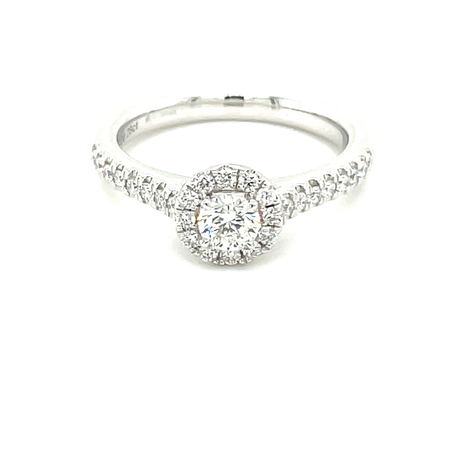 Platinum Aurora Cut Diamond Halo Ring - 0.58cts Gardiner Brothers