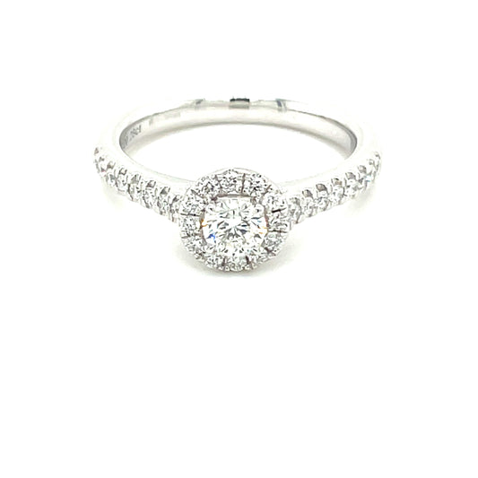 Platinum Aurora Cut Diamond Halo Ring - 0.58cts Gardiner Brothers