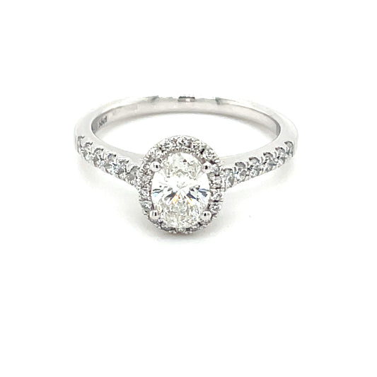 Platinum Aurora Oval Shaped Diamond Halo Ring - 1.09cts Gardiner Brothers