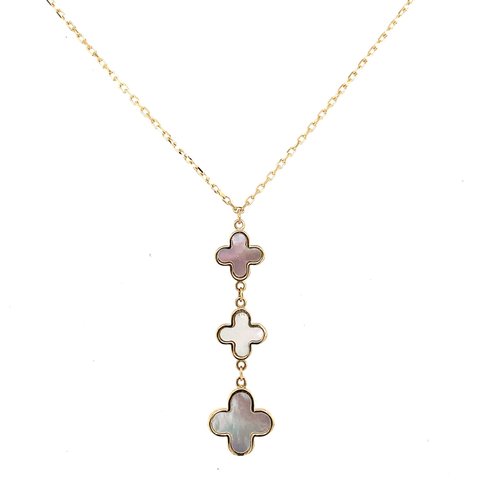 Yellow Gold Mother of Pearl Flower Pendant  Gardiner Brothers   