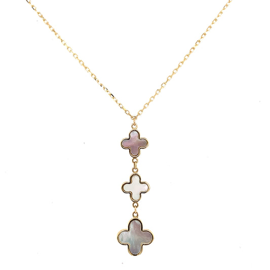 Yellow Gold Mother of Pearl Flower Pendant  Gardiner Brothers   