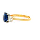 Cushion Sapphire and round brilliant cut diamond 3 stone ring Gardiner Brothers