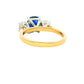 Cushion Sapphire and round brilliant cut diamond 3 stone ring Gardiner Brothers