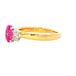Oval shaped Pink sapphire and diamond 3 stone ring Gardiner Brothers