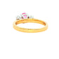 Oval shaped Pink sapphire and diamond 3 stone ring Gardiner Brothers