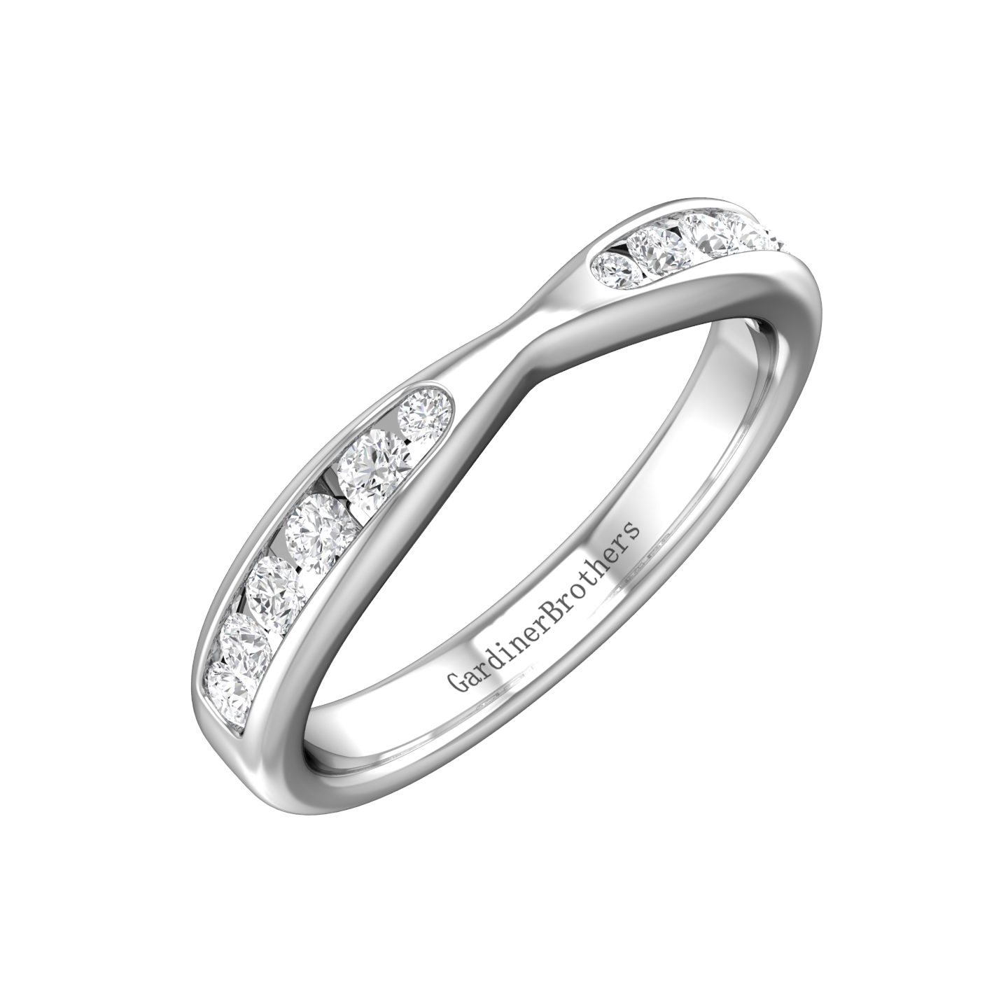 Round Brilliant cut, Bow Tie Shaped Diamond Wedding Band gardiner-brothers 0.27cts Platinum