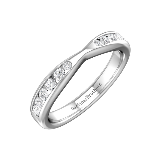 Round Brilliant cut, Bow Tie Shaped Diamond Wedding Band gardiner-brothers 0.27cts Platinum