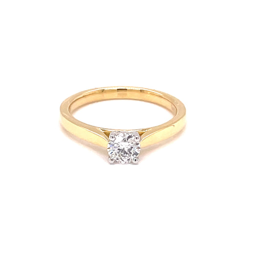 yellow gold Round Brilliant Cut Diamond Solitaire Ring - 0.40cts Gardiner Brothers