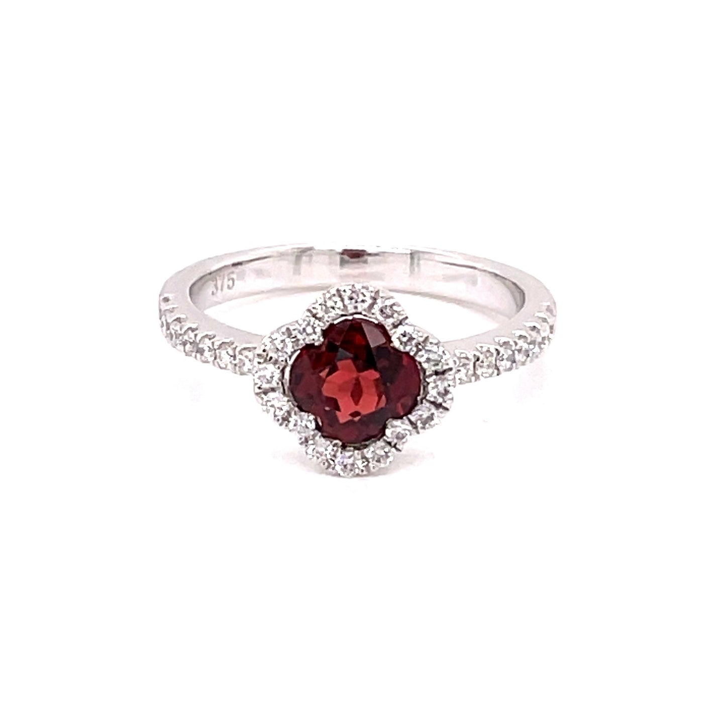 Garnet and Diamond Halo Ring  Gardiner Brothers   