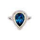 Pear Shaped London Blue Topaz and Diamond Halo Ring  Gardiner Brothers   