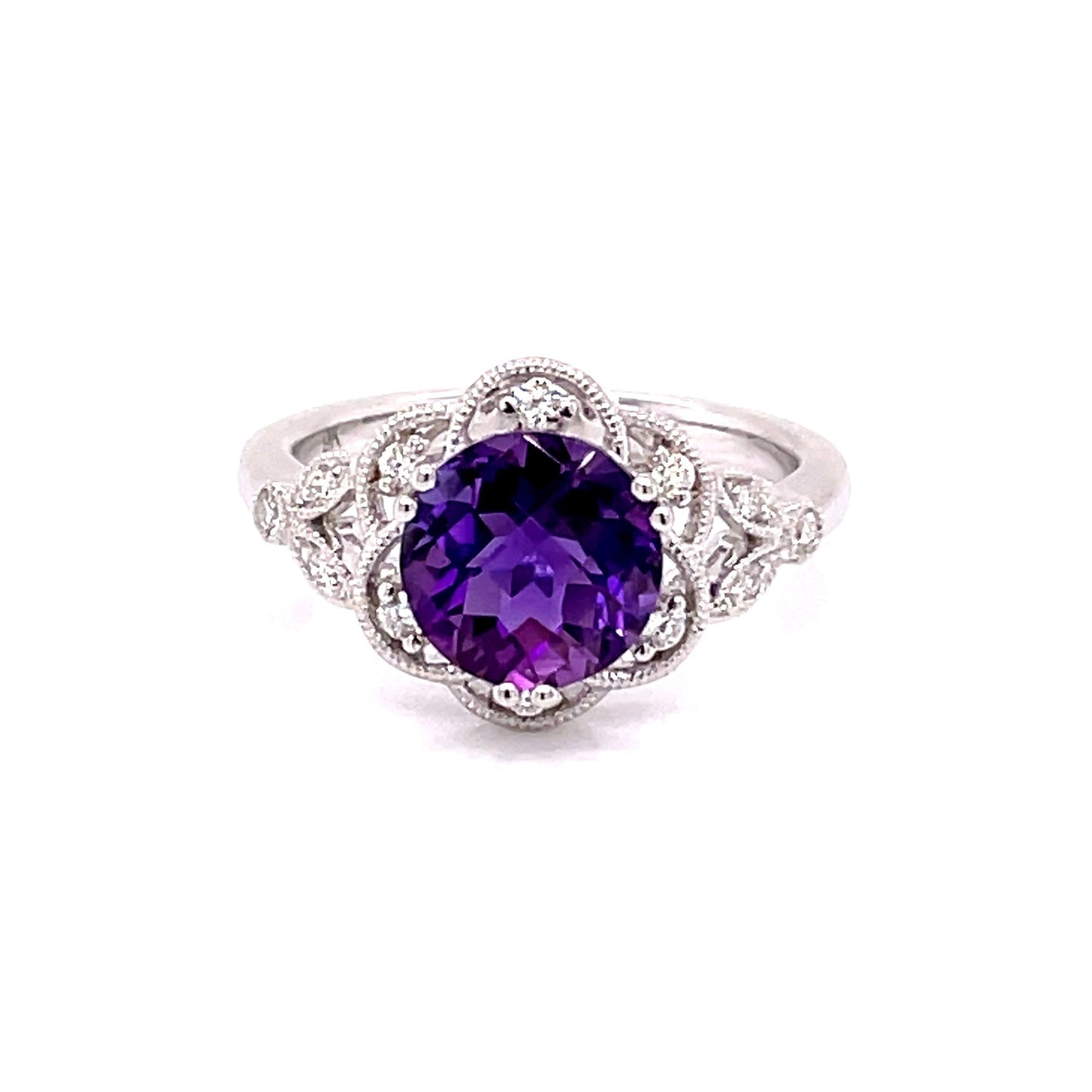 Amethyst and Diamond Vintage Style Cluster Ring  Gardiner Brothers   